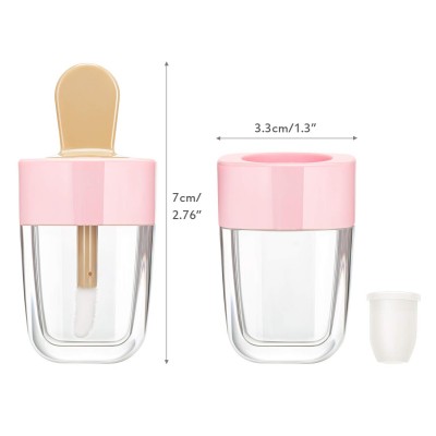 Custom Logo Rose Gold  Popsicle Brush Bling 15ml Ice Cream Bottle Unique Clear Lip Gloss Containers Tubes