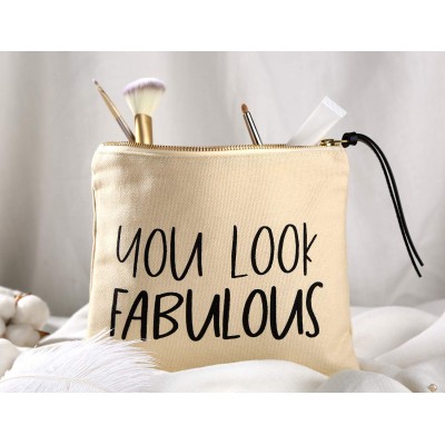 Canvas Makeup Bag Large Canvas Cosmetic Bag Zipper Pouch Toiletry Travel Bag for Birthday Gift