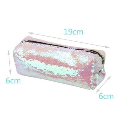 Purse Pencil Case Rectangular Makeup Waterproof Glitter Cute Toiletry Pouch Rose Gold Sparkly Pink Cosmetic Bag