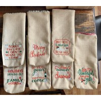 Funny Decorative Embroidery Wine Bags - Kitchen Decor - Holiday Gifts Burlap wine bags