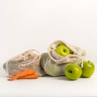 Eco friendly natural organic cotton net produce drawstring bag for shopping