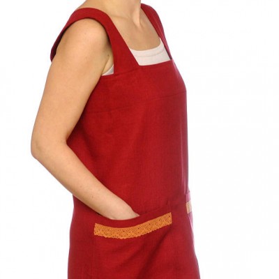 Linen Apron Dress Square Cross Apron Cross Back Baker Pinafore apron gifts for chefs