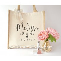 Personalized bridesmaid jute bag wedding gift bag