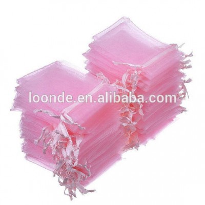 50 Pink Organza Bags 5x7 Inch Sheer Fabric Wedding Favor Bags With Drawstring Sheer Jewelry Bags with logo