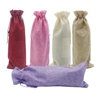 Eco friendly natural burlap jute Wine Bags, Hessian Wine Bottle Gift Bags with Drawstring