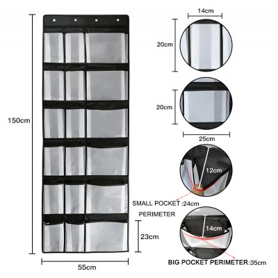 New design Best Quality 18-pocket Over the Door Hanging Storage Organizer Pocket Chart Storage  bags for sundries shoes